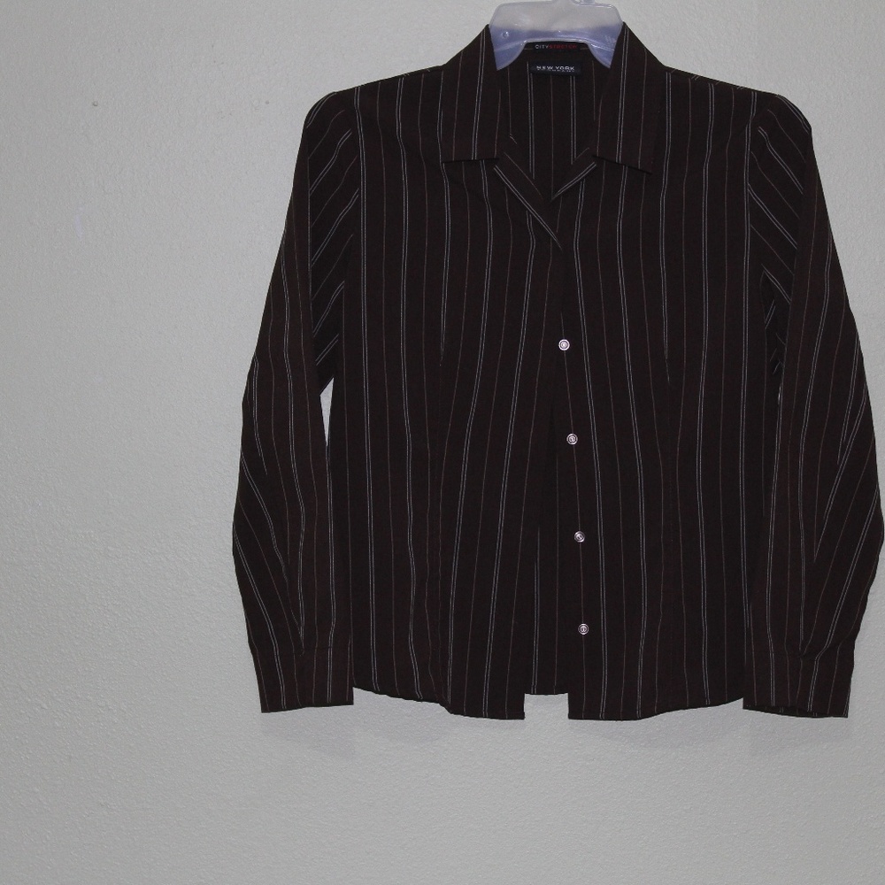 Womens Blouse, New York & Co., Chocolate Brown W/W